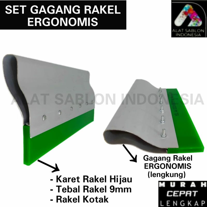 Jual SET GAGANG RAKEL ALUMUNIUM MODEL ERGONOMIS 25CM+ RAKEL HIJAU KOTAK ...