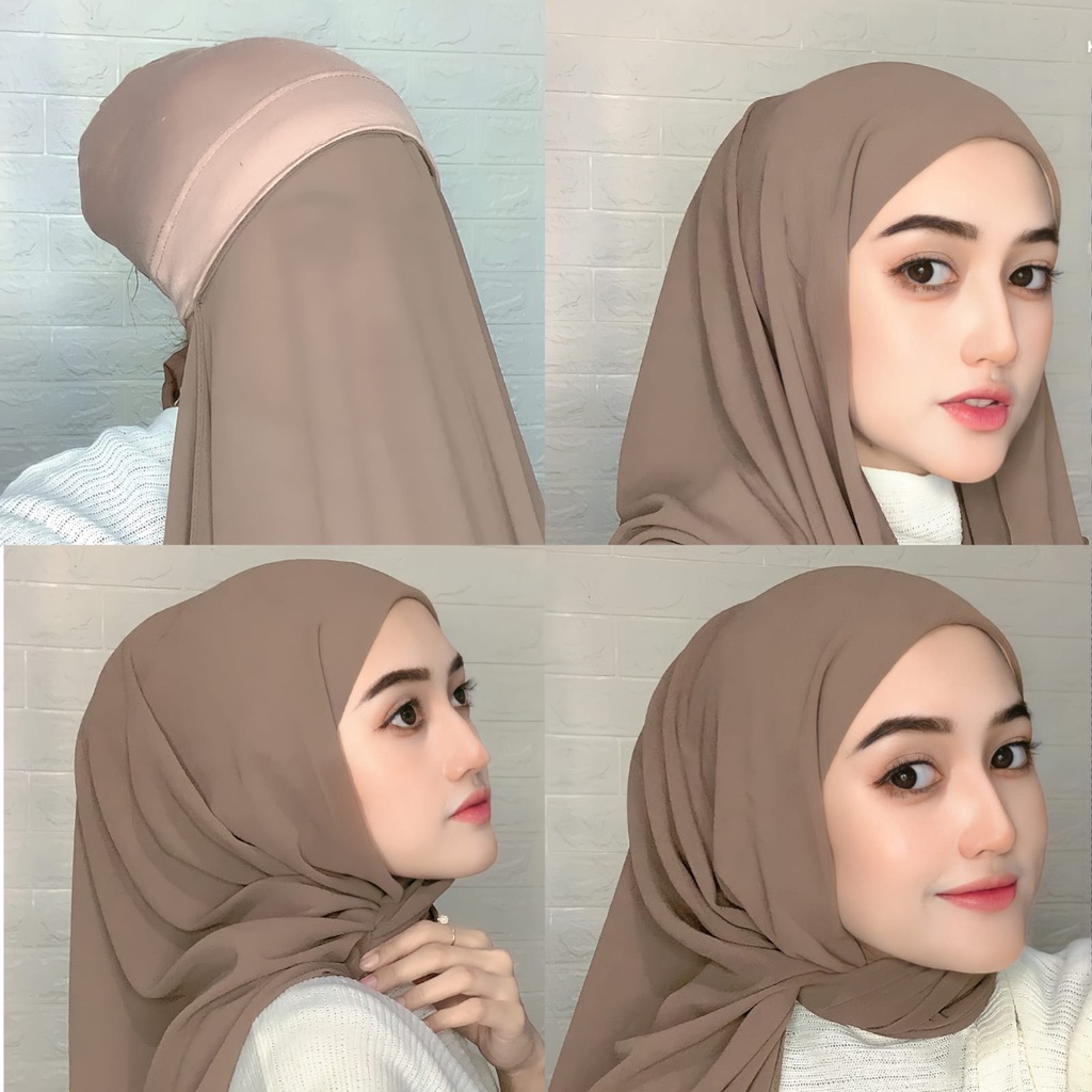 Jual HIJAB JILBAB KERUDUNG PASHMINA INNER OVAL INSTAN Shopee