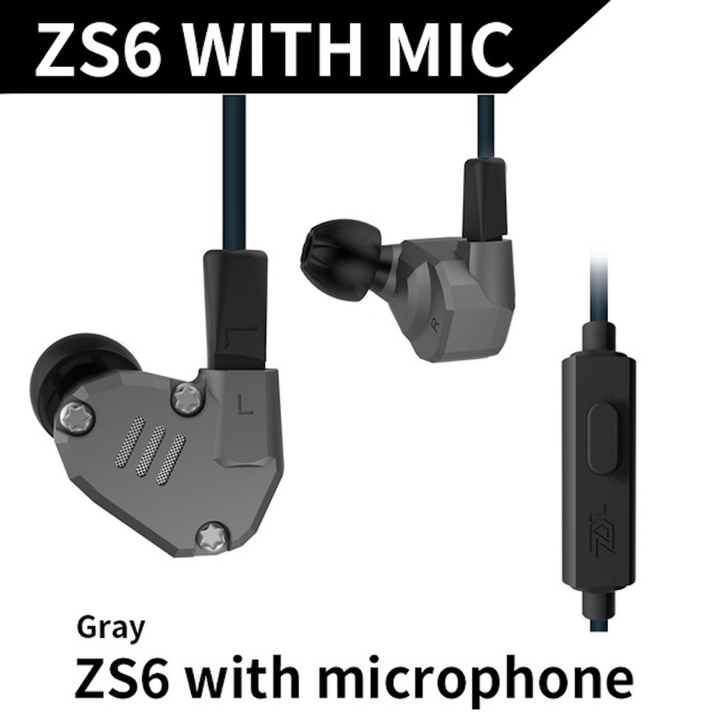 Jual KZ ZS6 In Ear Metal Earphone with MIC Garansi Resmi