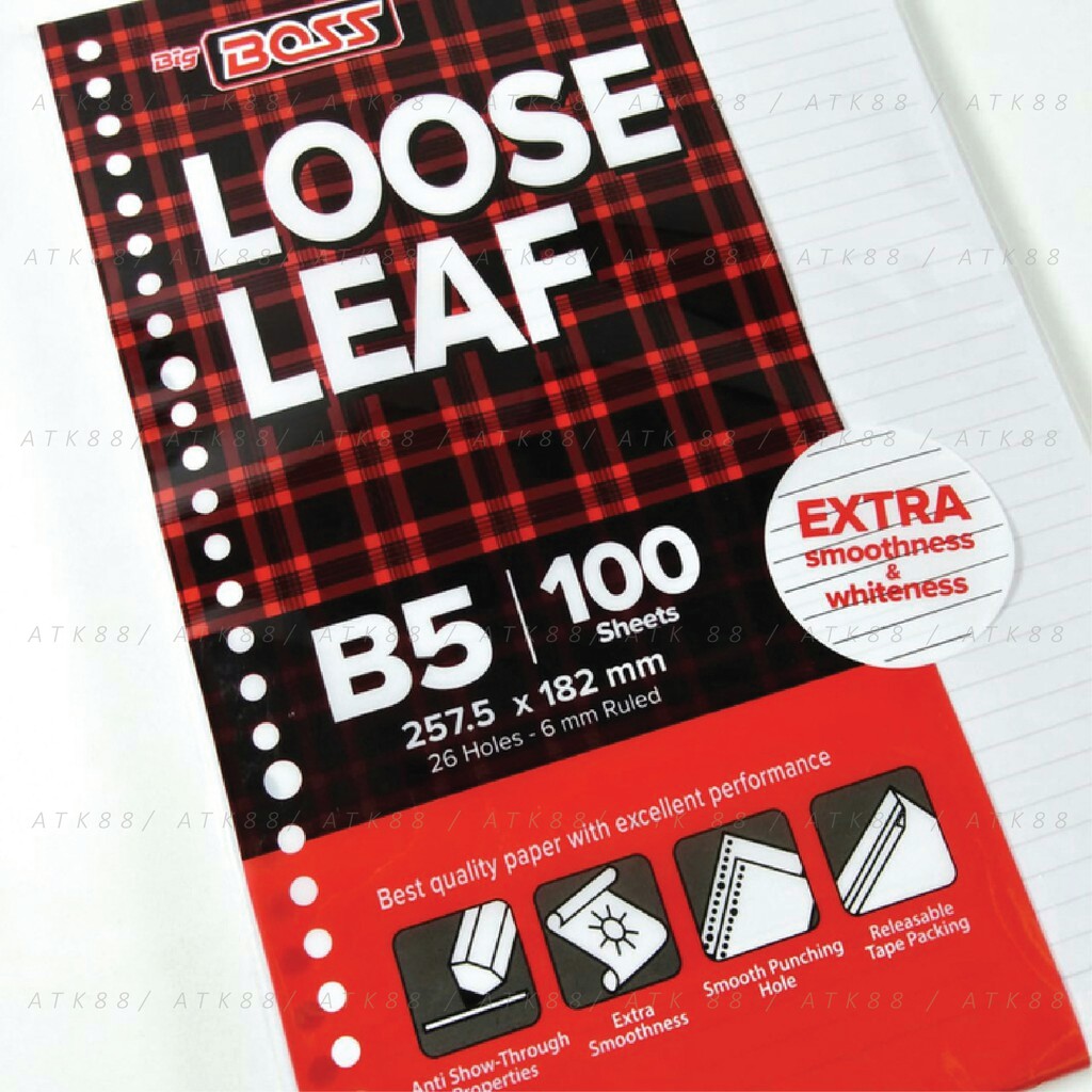 Jual Loose Leaf Big Boss B5 , 26 Holes - Garis Isi 100 Lembar | Shopee ...