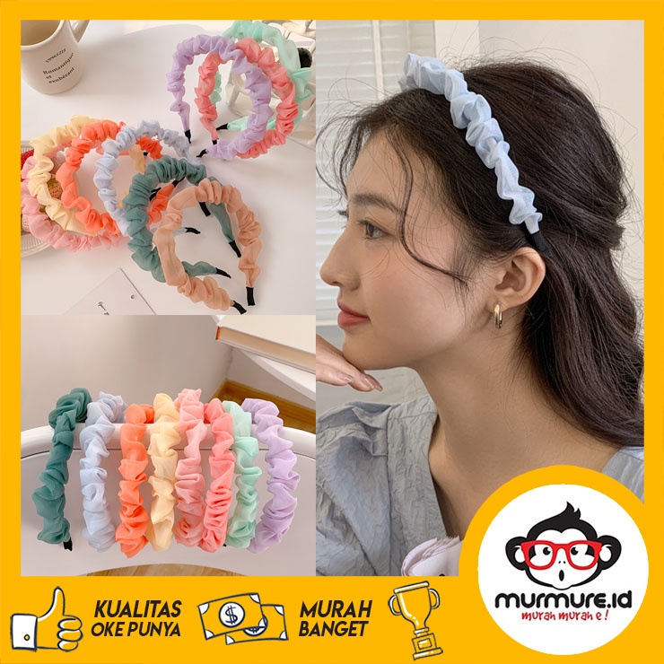 Jual Murmureid Bando Organza Kerut Scrunchie Import Ala Korea Headband Lucu Murah Ha123 