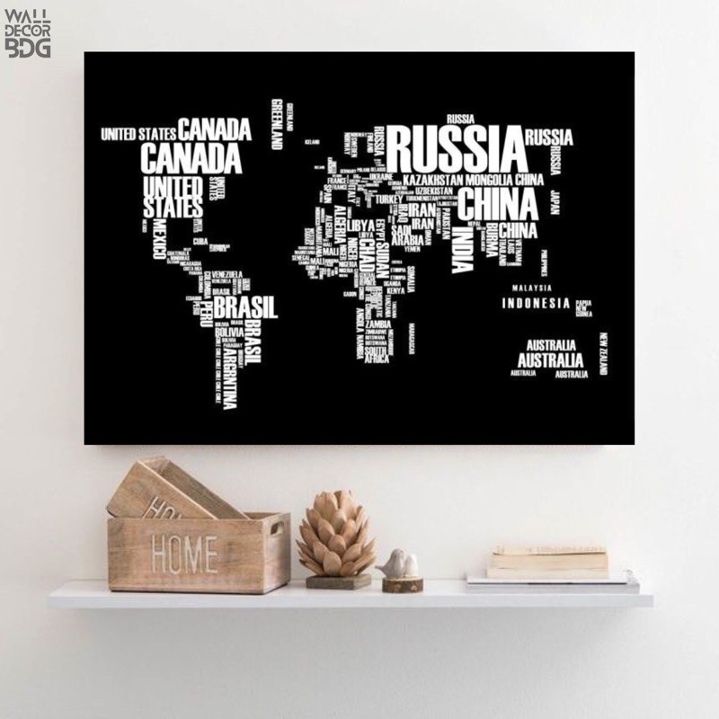 Jual Hiasan Dinding Peta Dunia Walldecor Maps Poster Kayu Minimalis ...
