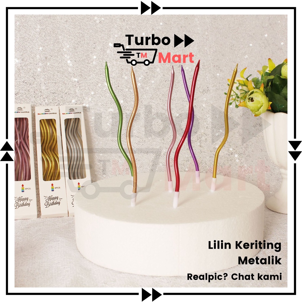 Lilin Ulang Tahun Wavy / Lilin Spiral Metalik Birthday Candle Premium