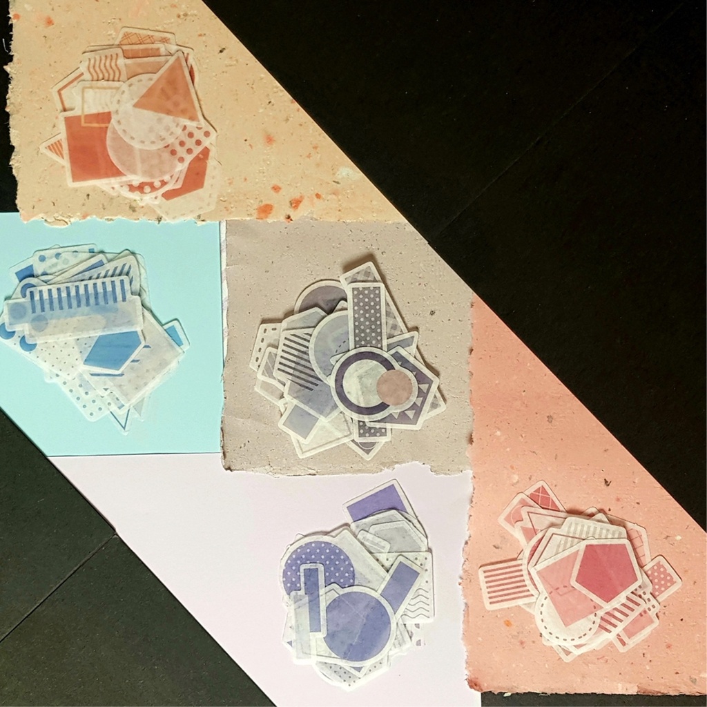Jual 20pcs Shapes Pattern Color Stickers / Stiker Bentuk Motif Geometri ...