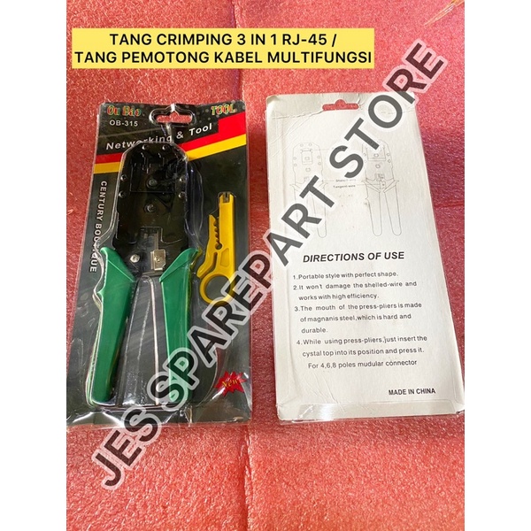 Jual TANG CRIMPING 3 IN 1 RJ-45 / TANG PEMOTONG KABEL MULTIFUNGSI ...