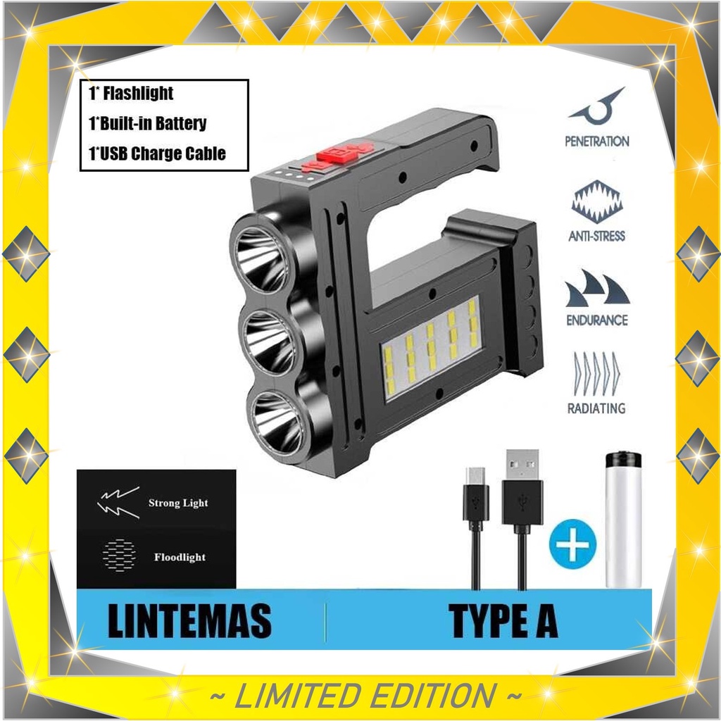 Jual LINTEMAS Senter LED Torch USB Rechargeable 3 XPE Lampu Batrai Led Cas Senter Nitecore