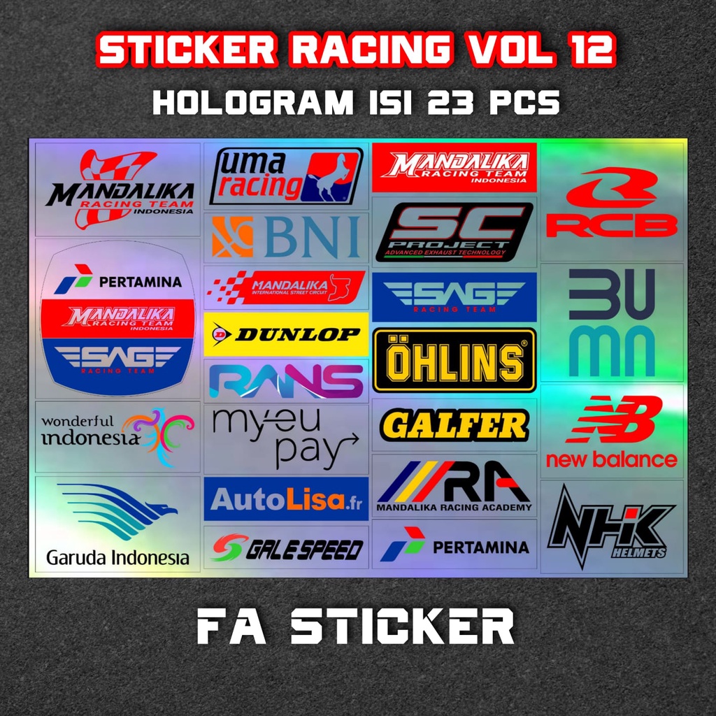 Jual Stiker Racing Pack Sticker Racing Hologram Stiker Sponsor Stiker ...