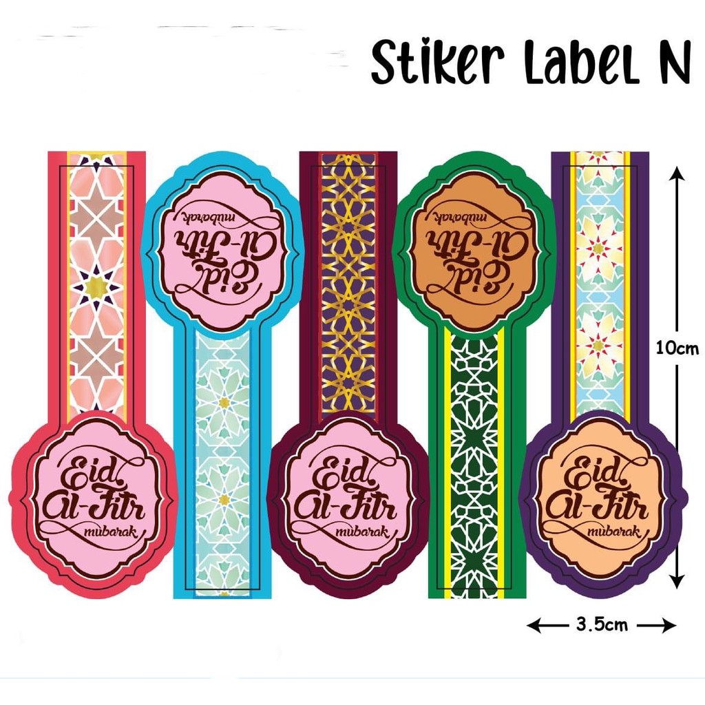 Jual STICKER Label N // Eid Al-Fitr Mubarak // isi 10 lembar-sticker ...