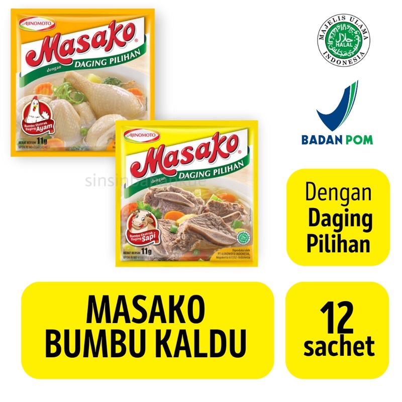 Jual Masako Kaldu Ayam / Kaldu Sapi Penyedap Rasa [ 9 gram x12 sachet ...