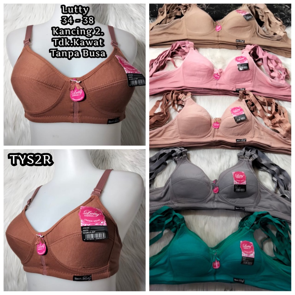 BH LUTTY POLOS TANPA BUSA TANPA KAWAT TALI KECIL KANCING DUA SPORT BRA  WANITA CUP SMALL SIZE REMAJA IBU PEREMPUAN SEHARI-HARI