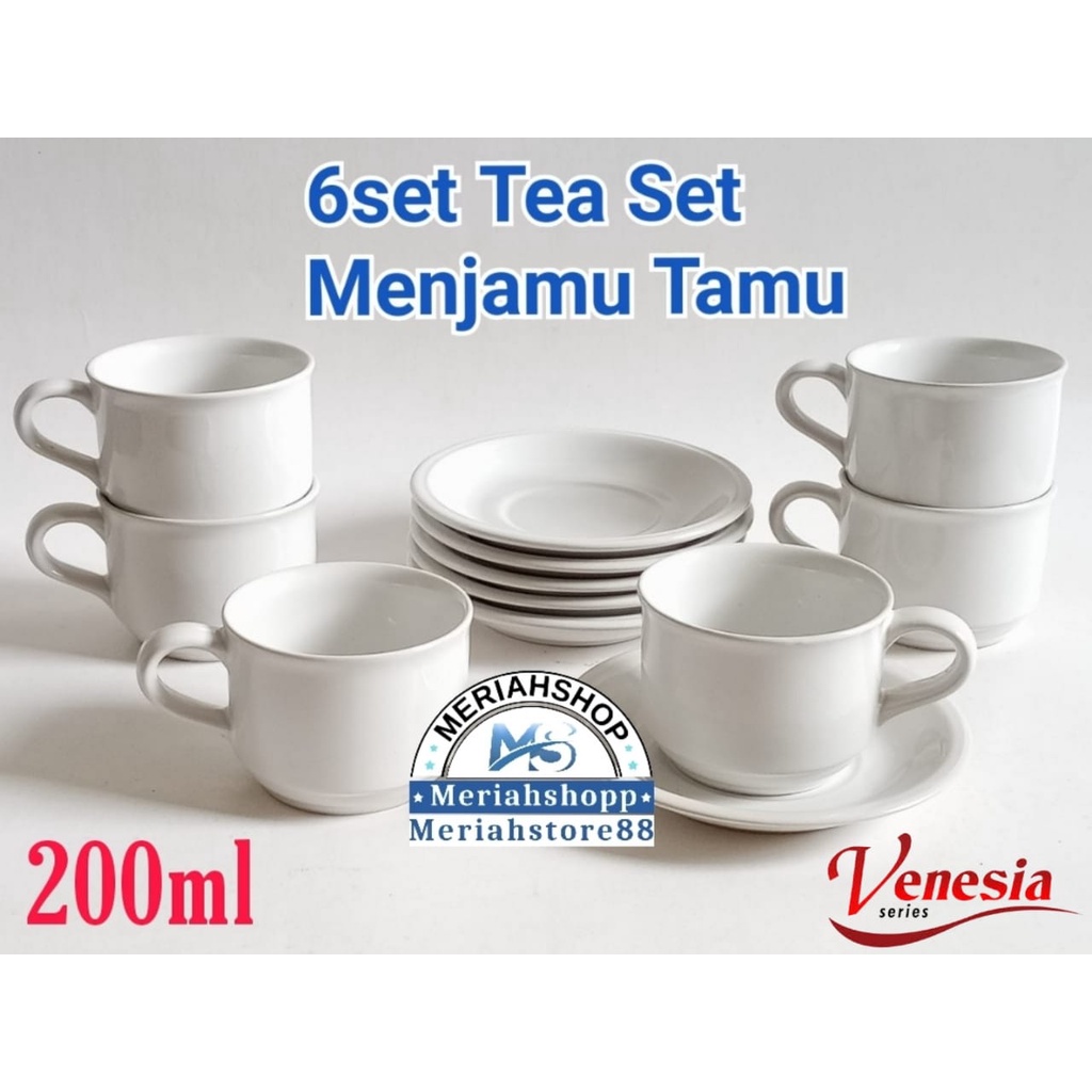 Jual 6 Set Gelas Cangkir Keramik And Saucer 200ml Menjamu Tamu Teh Kopi Coffee Shopee Indonesia 9787