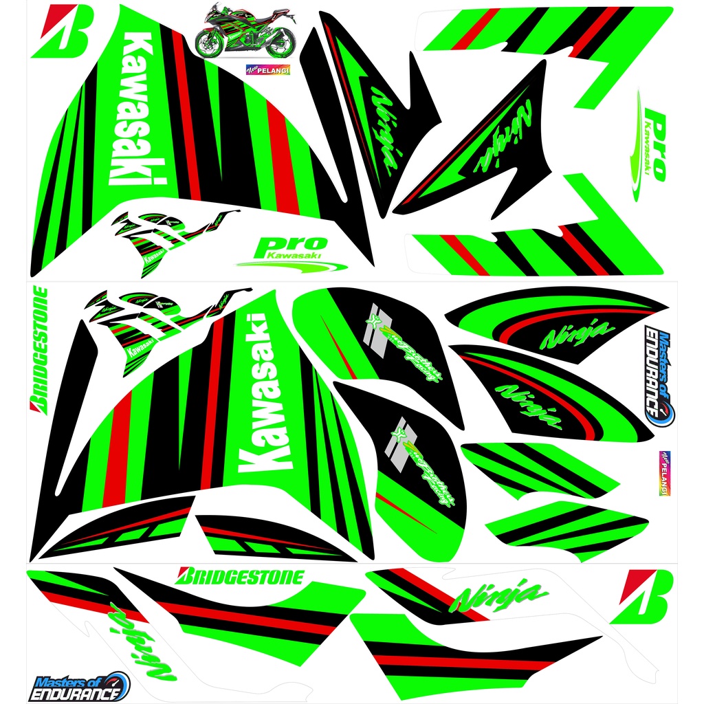 Jual Decal Stiker Motor Ninja Fi 250 CC Desain Elegant Hijau Mofikasi