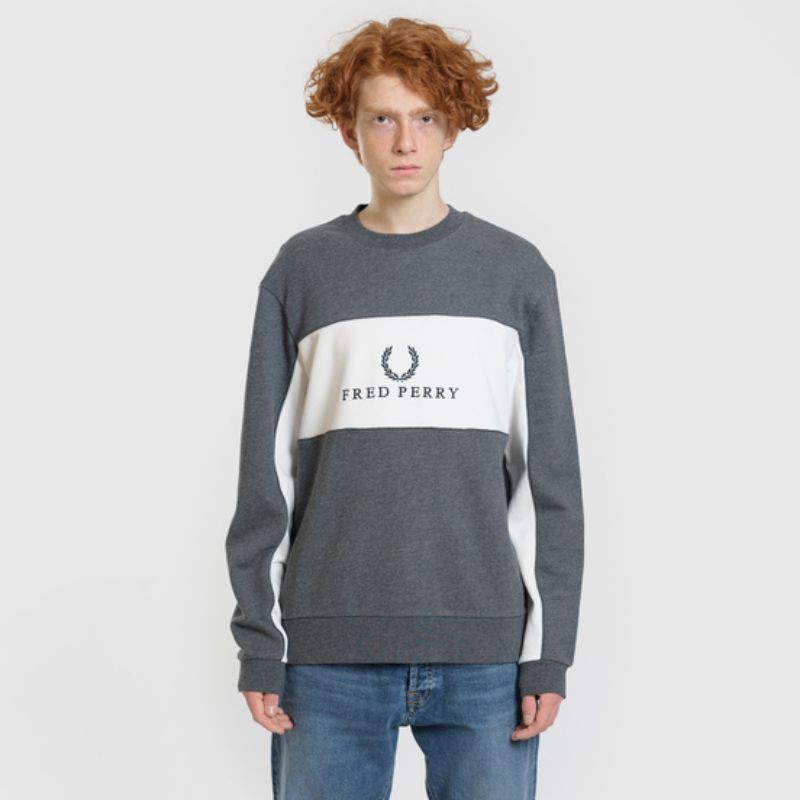 Fred perry store piped panel sweatshirt