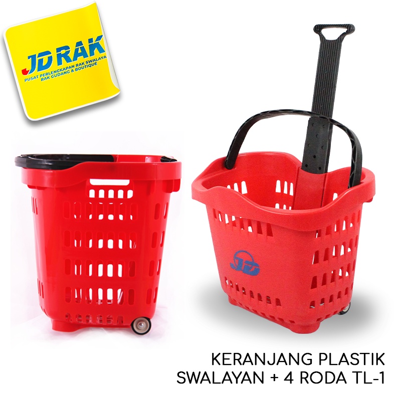 Jual Keranjang Belanja Plastik Tarik Dorong Roda Troli Trolley Belanja Pasar Supermarket 3141