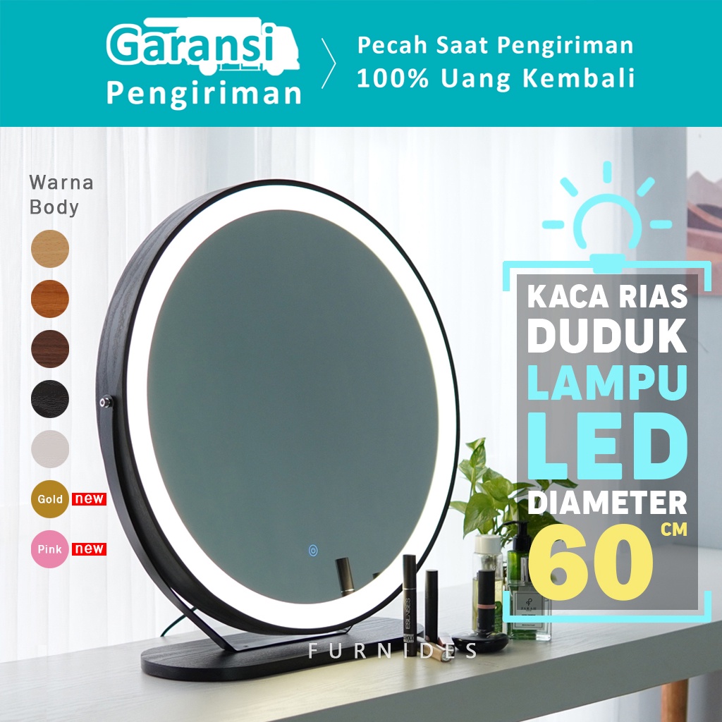 Jual Cermin Rias Bulat | Make Up Duduk Lampu LED Diemeter 60 cm ...