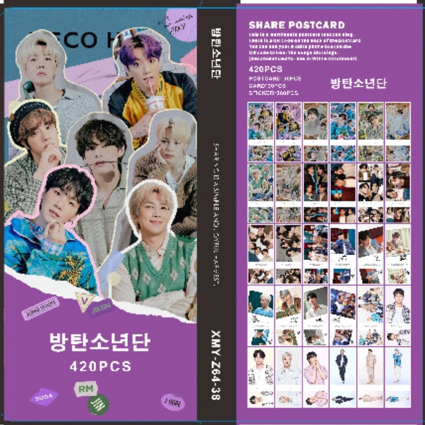 Jual Postcard 1 Pack Isi 420pcs Kpop Bts Bities Kartu Ucapan Bonus 360pc Mini Sticker Bangtan 9775