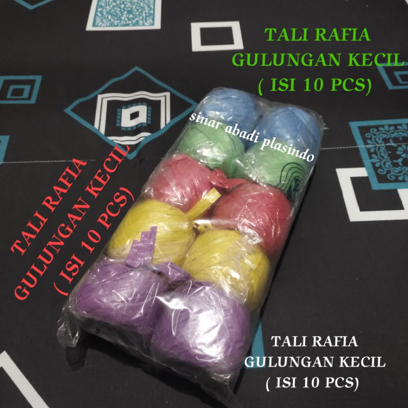 Jual Tali rafia gulungan kecil (10 gulung), tali rafia warna ,tali ...