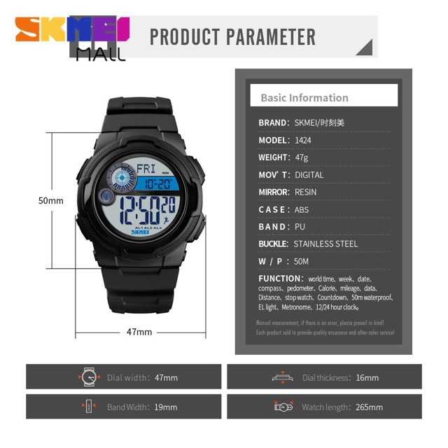 Jual SKMEI 1424 DIGITAL FREE BOX POLOS WORLD TIME Shopee Indonesia