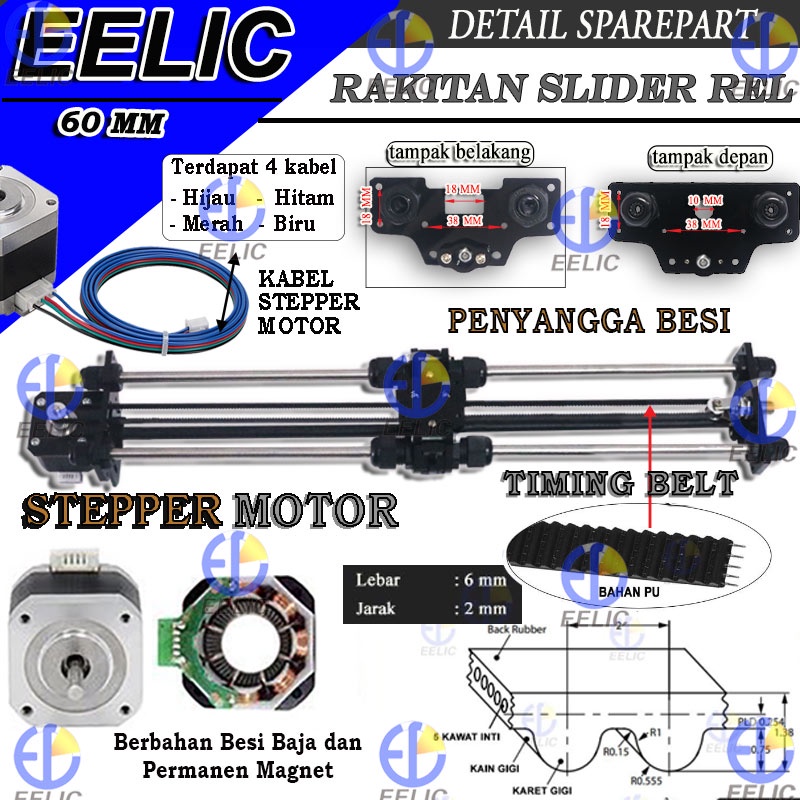 Jual EELIC SLR-60D8J450A Rakitan slider rel panjang 640 mm dengan ...