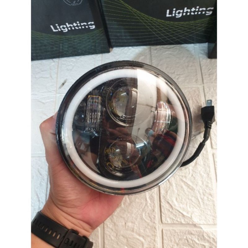 Jual LAMPU DEPAN LED 5.75INCH 4 LED PLUS SENJA PUTIH VESPA MATIC ...
