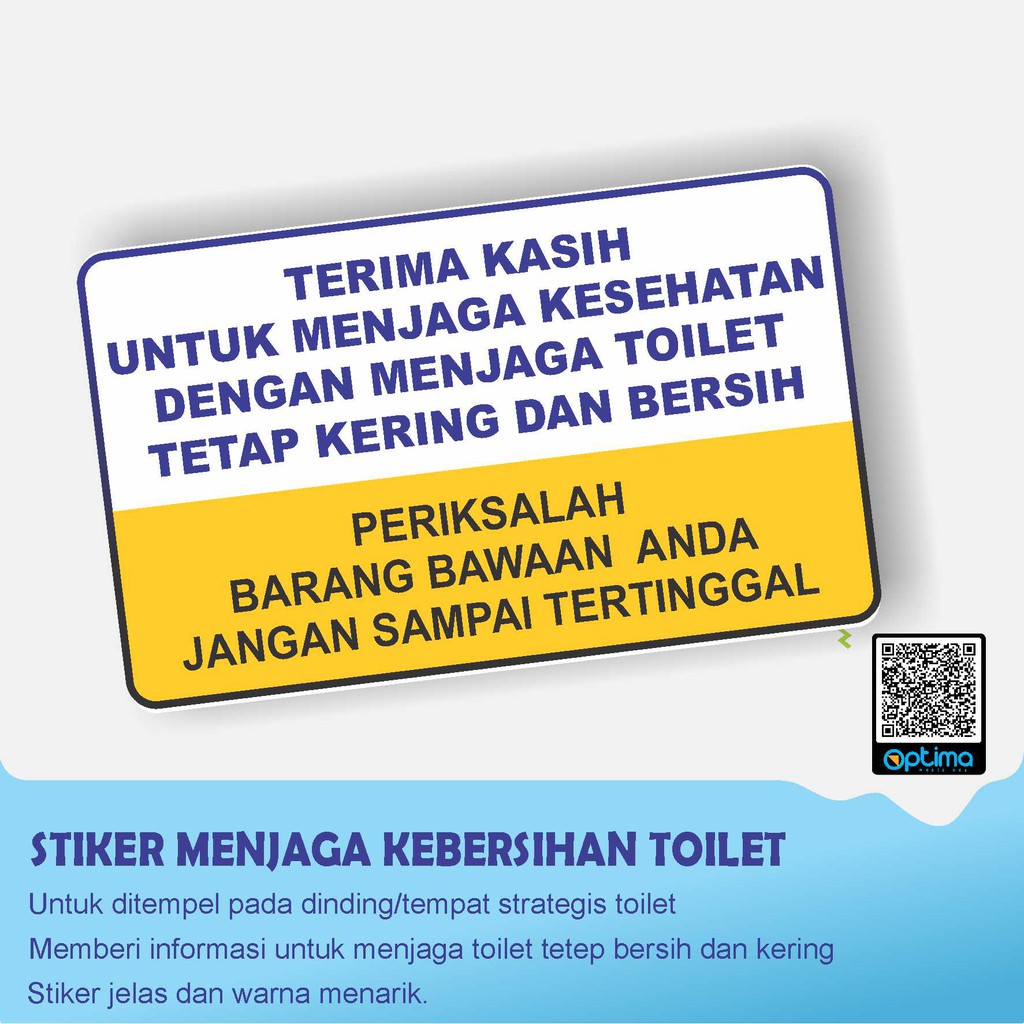 Jual STIKER MENJAGA KEBERSIHAN TOILET TETAP KERING ukuran 20 x 12 cm