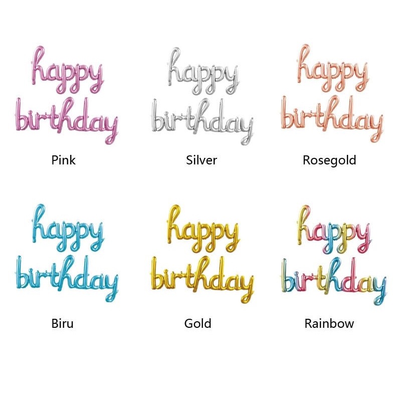 Jual Balon Foil Huruf Set Happy Birthday / Happy Birthday Tulisan ...