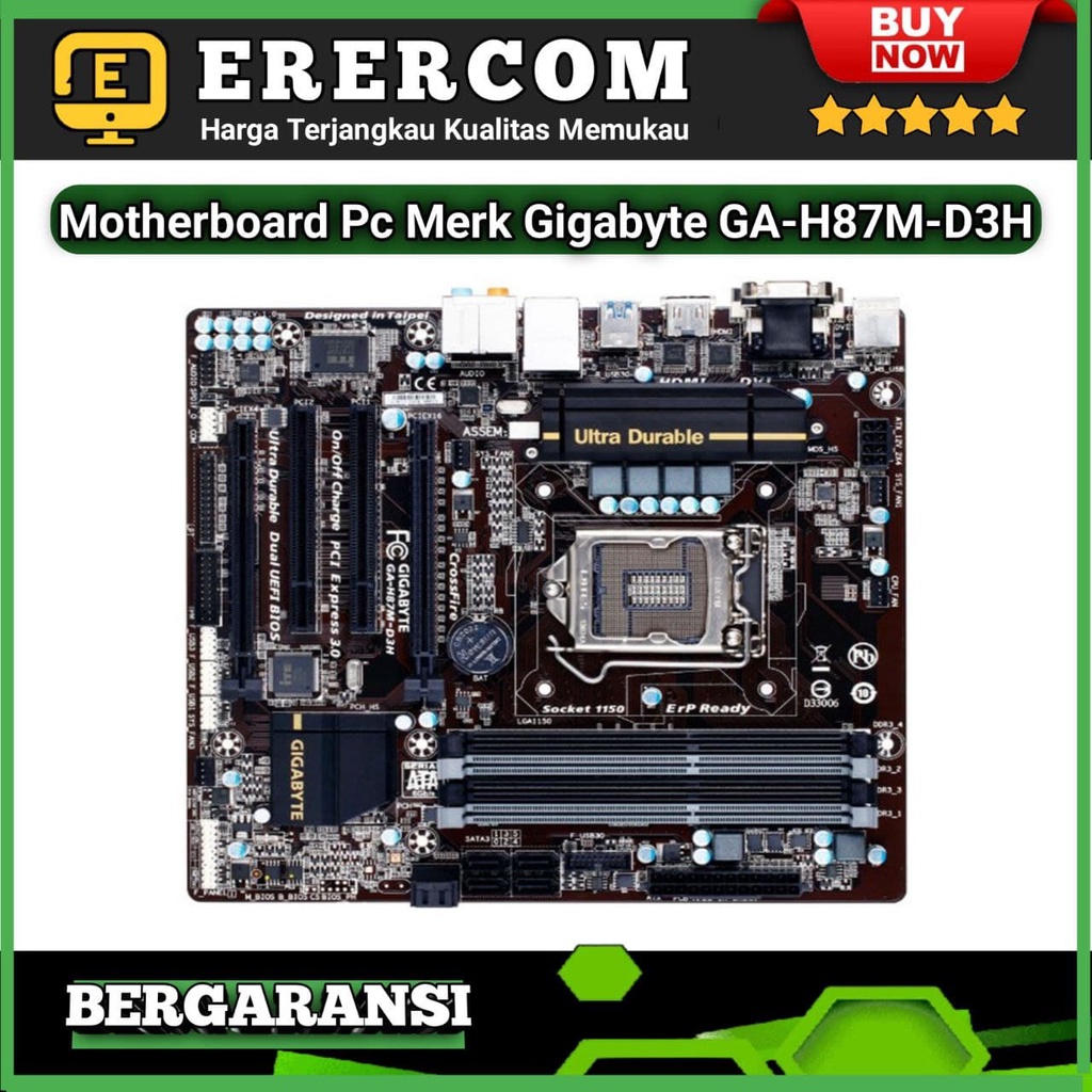 Jual Motherboard Mobo Mainboard PC Gaming Merk Gigabyte H87M D3H Ultra ...