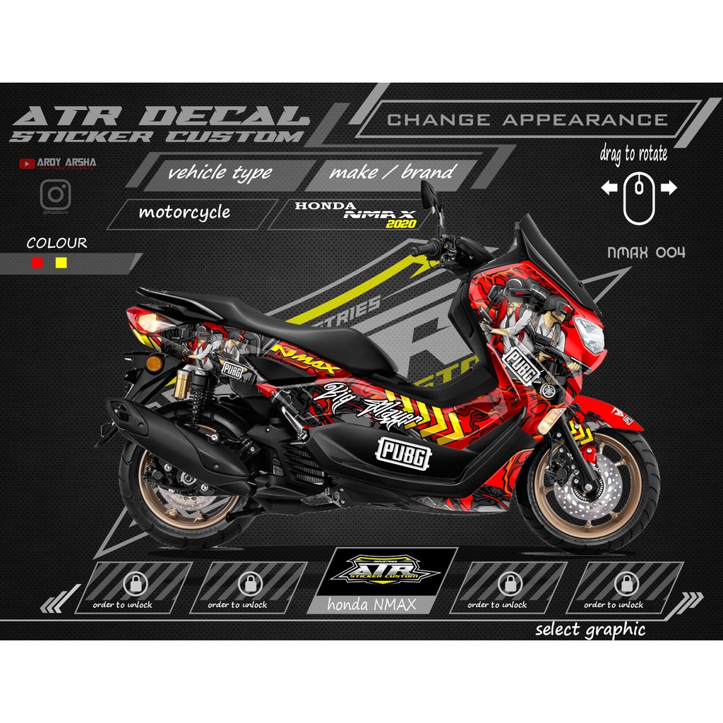 Jual DECAL NMAX NEW - STIKER FULL BLOK NMAX 2020 - 04 PUBG - STIKER ...