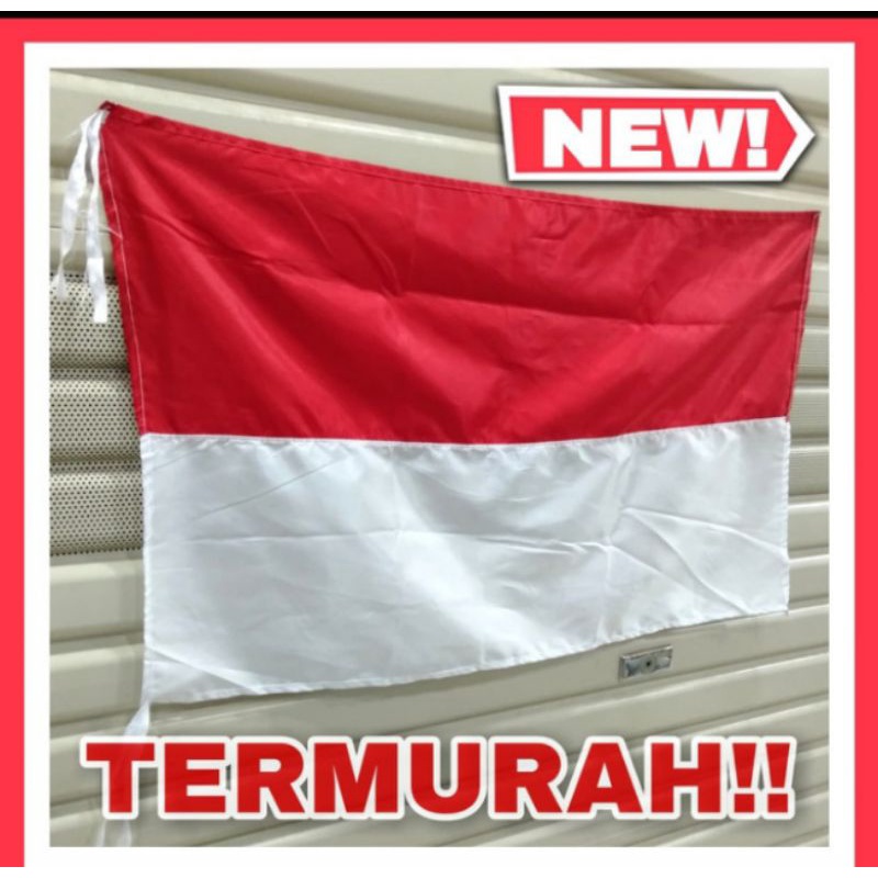 Jual bendera merah putih ukiran 80x120cm bahan satin berkwalitas pake
