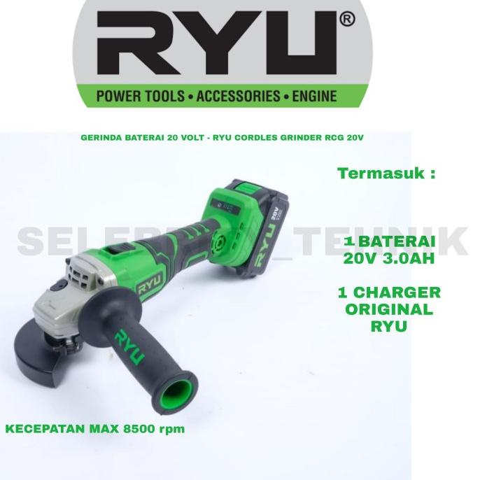 Jual GERINDA BATERAI RYU - RYU CORDLESS GRINDER RCG 20V selebr17 Ayo ...