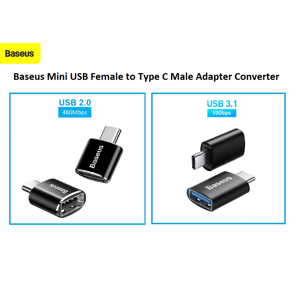 Jual Baseus Mini USB Female to Type C Male Adapter Converter OTG ...