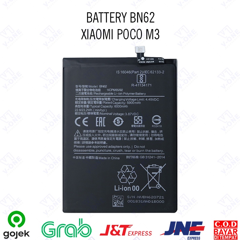 Jual BATRE BATERAI BATTERY XIAOMI POCO M3 REDMI 9T BN62 BN-62 BN 62 ...
