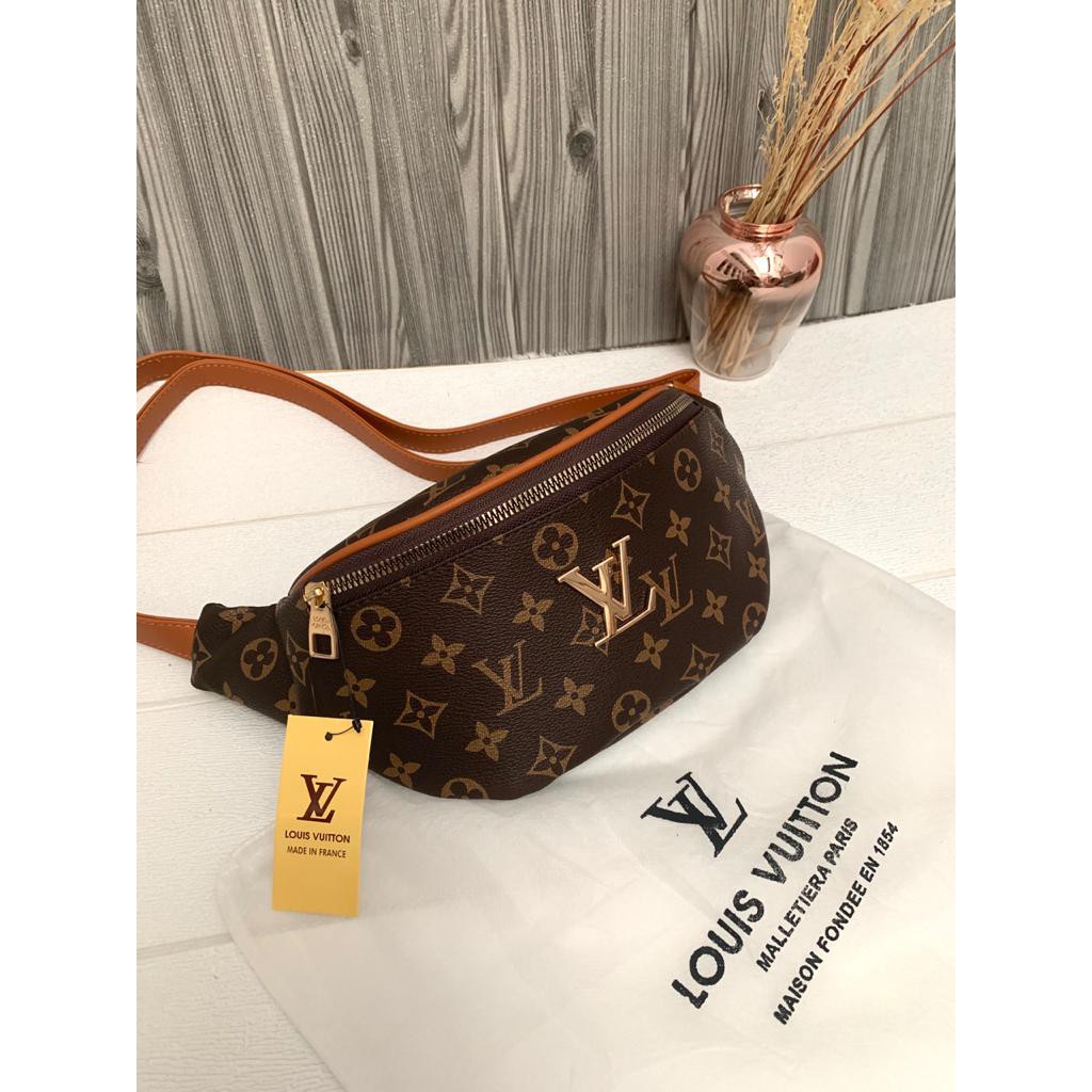 Waist Bag Louis Vuitton Unisex / WaistBag Kulit Pria Wanita / Tas Kulit  Hitam LV / Tas Selempang / Tas Pinggang / Tas Fashion Cowok / Tas Import  Laki Laki Wanita, Barang