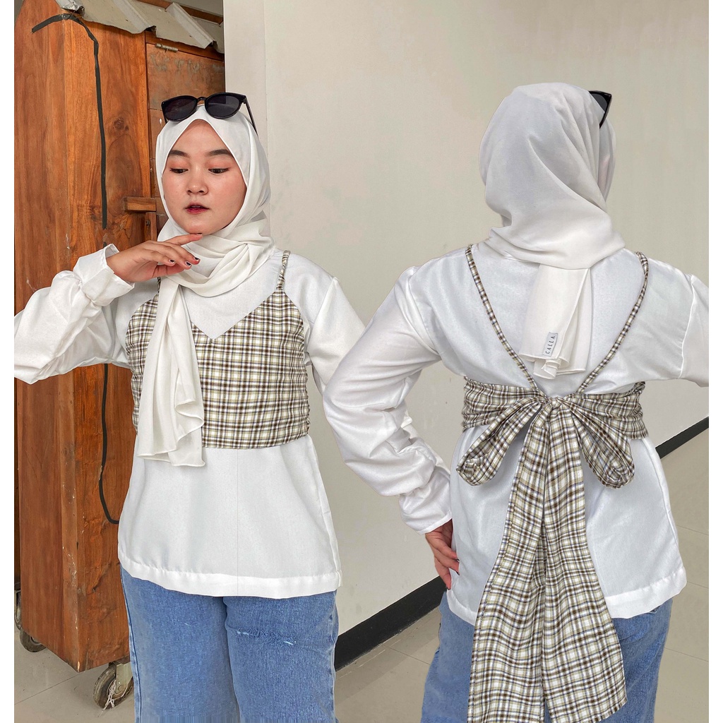 Jual Amy Blouse | Blouse with Vest | Blouse Set | Blouse Tanktop ...