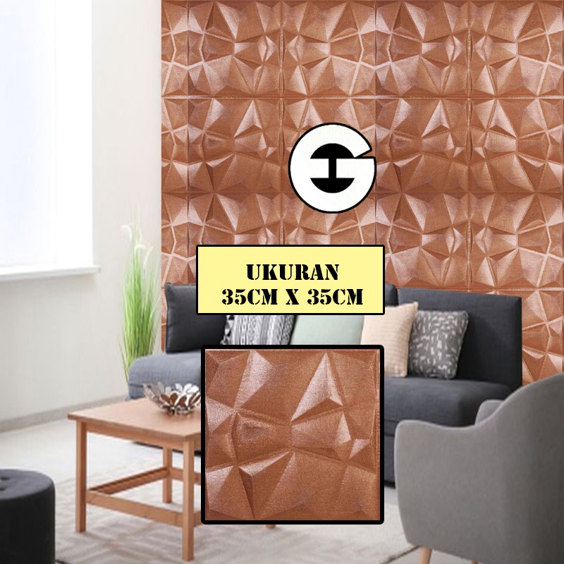 Jual WA Wallpaper Foam 3D Batik Wall Panel Diamond Coklat Triangle ...