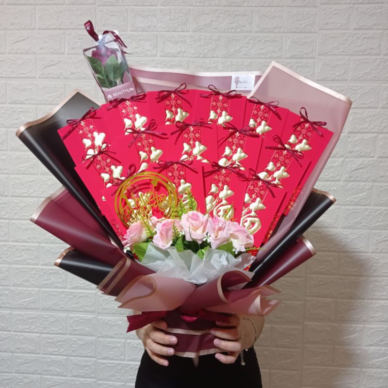 Jual buket bunga custom / artificial bouquet gift money snack coklat ...
