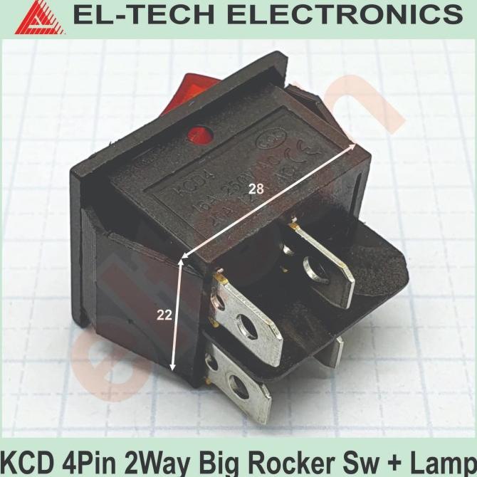 Jual KCD 4P 4Pin 4 P Pin 2 Way Arah Rocker Switch Big Saklar Besar ...