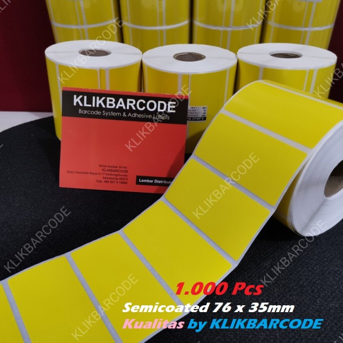 Jual LABEL BARCODE KUNING 76 X 35 GAP CORE 1