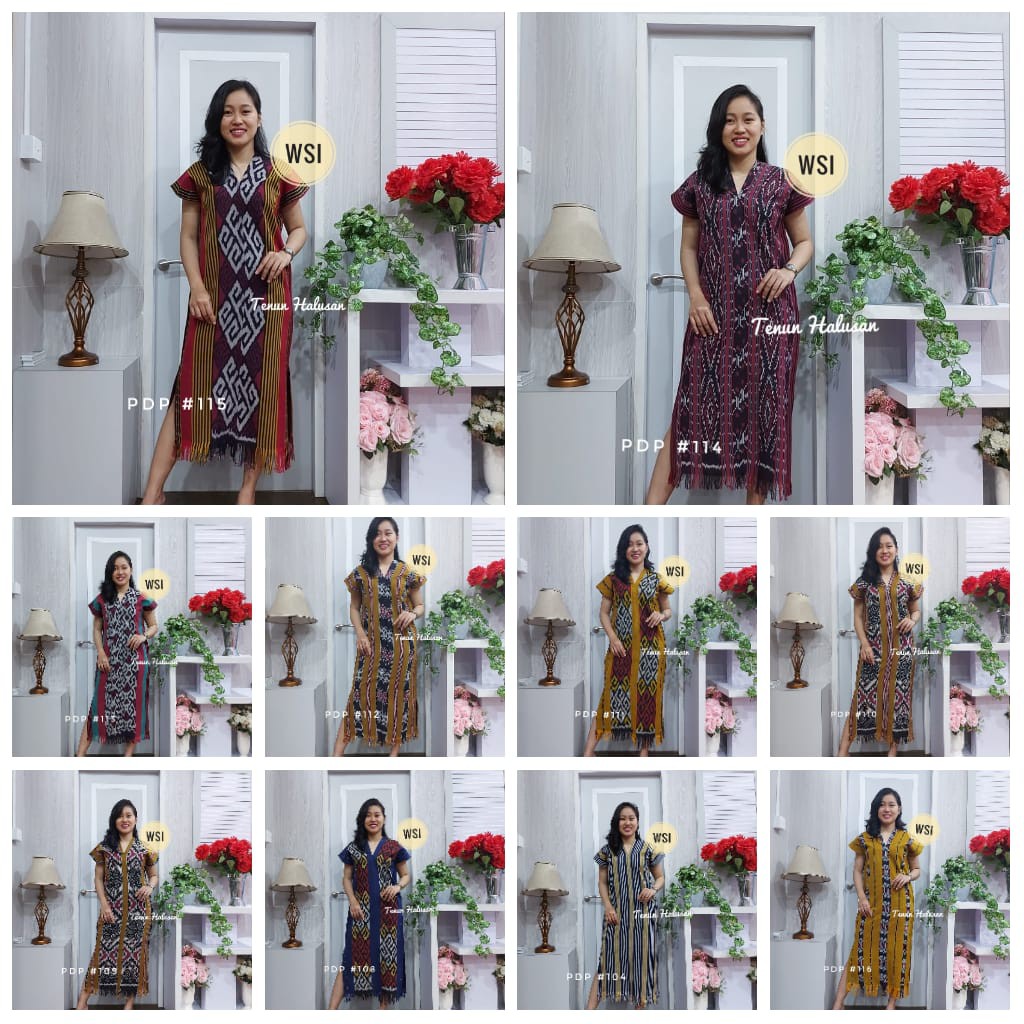 Jual New Tenun Halusan Dress Tenun Asli Jepara Model Terusan Rumbai