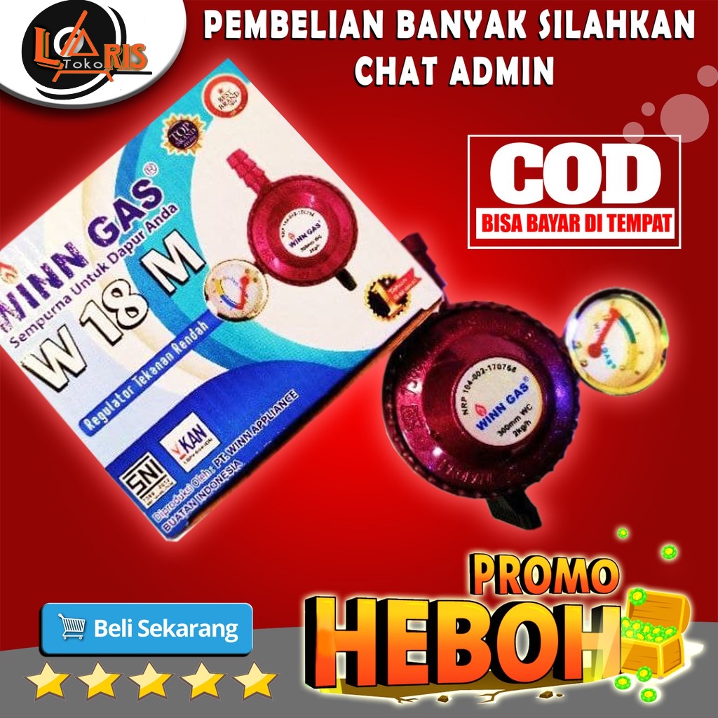Jual Regulator Gas TANGGUH WIN GAS 18 M / Kepala Gas DAN SELANG TEBAL