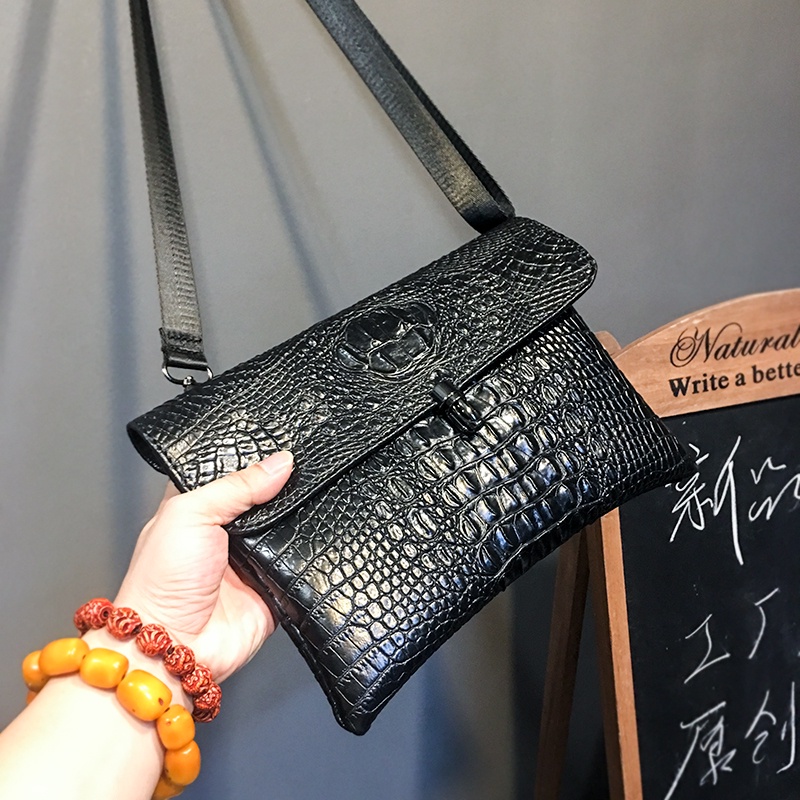 Jual Original Clutch Handbag PU Leather Tas Tangan Pria Wanita Casual Model  Kulit Buaya Crocodile Premium Import Hitam di lapak ori id
