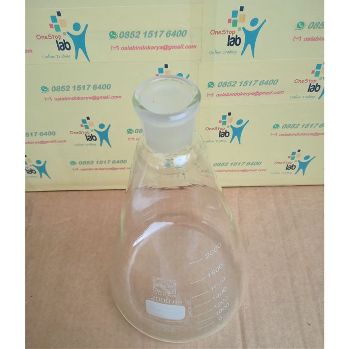Jual DURAN Erlenmeyer glass 2000 ML NS 29/32 Labu erlenmeyer leher asah ...