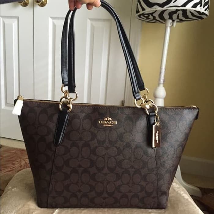 Coach Ava Tote In Signature Brown Black F58318