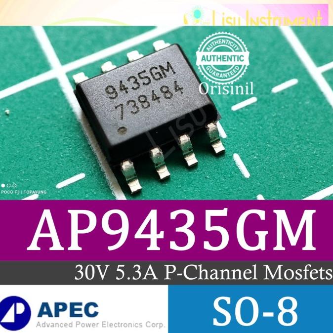 Jual AP9435 9435GM 9435 30V 5.3A P-Channel Mosfets SO-8 APEC Original ...