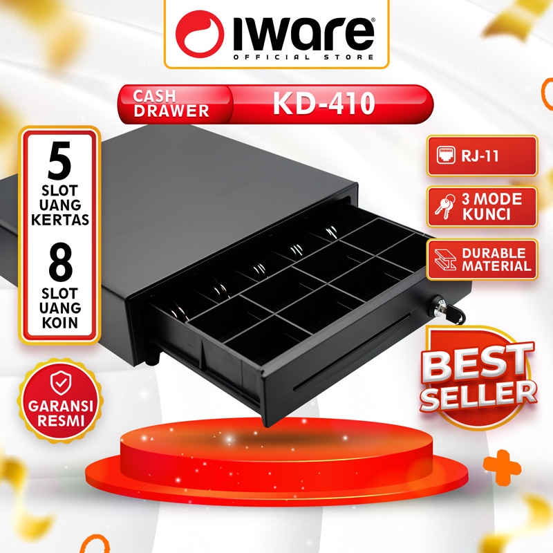 Jual Cash Drawer Laci Uang Kasir Iware Kd 410 Rj11 5 Bill 8 Coin