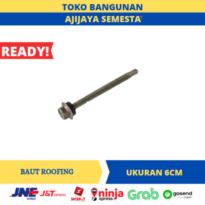 Jual Baut Baja Ringan ukuran 6cm Baut Roofing 1 dus 300 pcs | Shopee ...