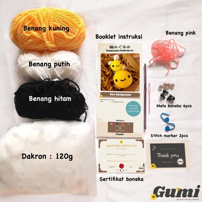Jual DIY Crochet Bee Amigurumi Kit / Do It Yourself Boneka Rajut Lebah ...