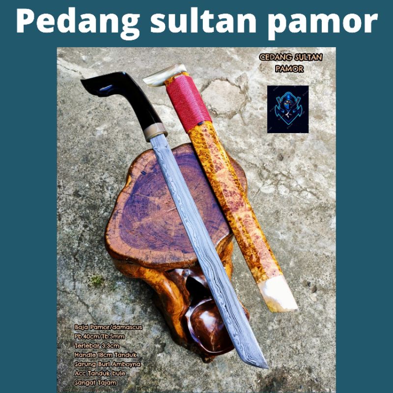 Jual PEDANG SULTAN PAMOR BAJA DAMASCUS SUPER TAJAM | Shopee Indonesia