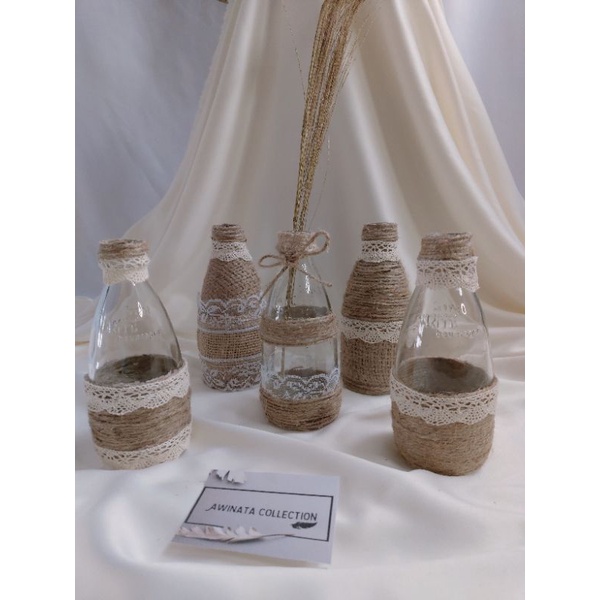 Jual VAS BUNGA KACA TALI RAMI/BOTOL HIAS RUSTIC | BOTOL KACA AESTHETIC ...