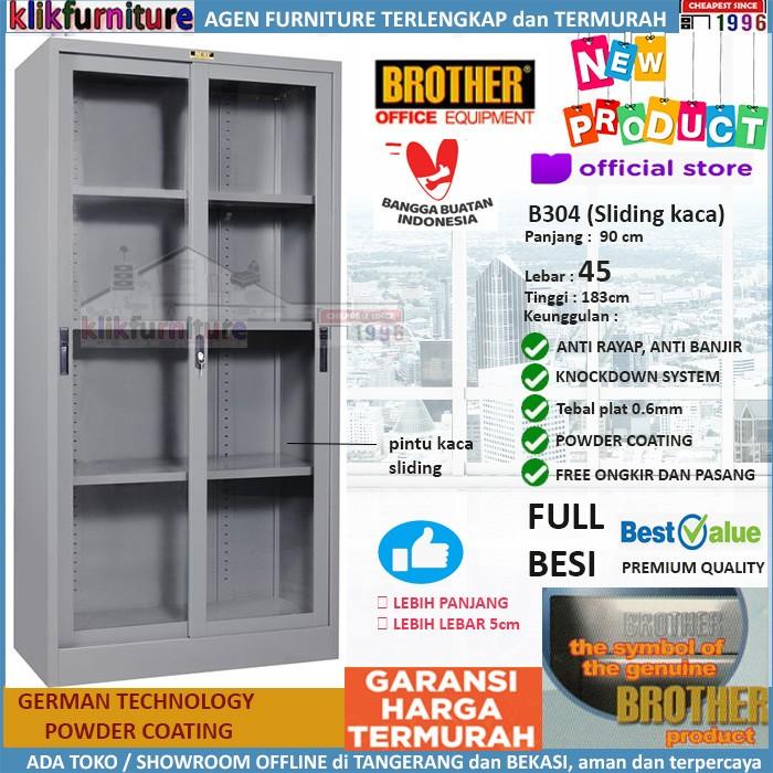Jual Filling Cabinet B 304 Brother Lemari Kantor Sliding 2 Pintu Kaca ...